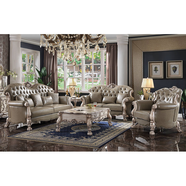 Lark Manor Caruthers 3 Piece Faux Leather Living Room Set Wayfair Canada